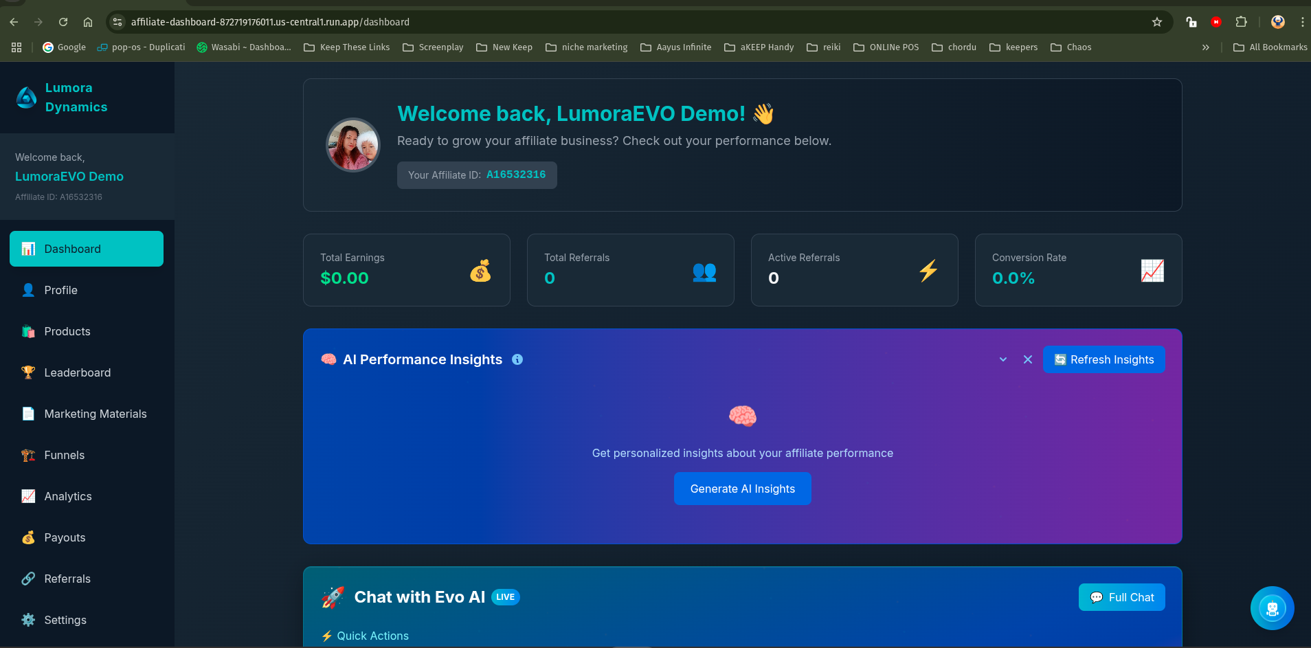 LumoraEvo Dashboard